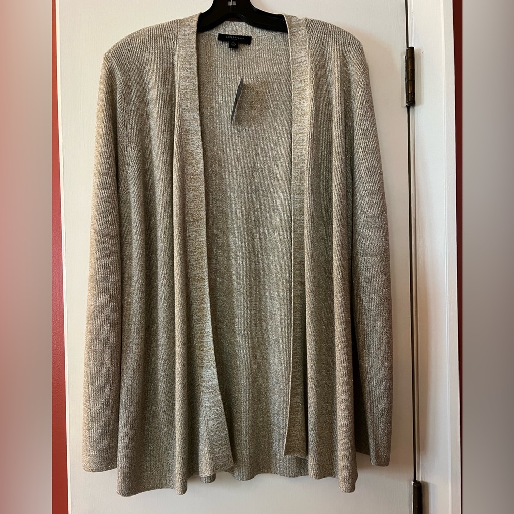 ANN TAYLOR GOLD/CREAM CARDIGAN XLP NWT